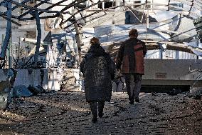 Aftermath of Russian massive drone attack on Odesa